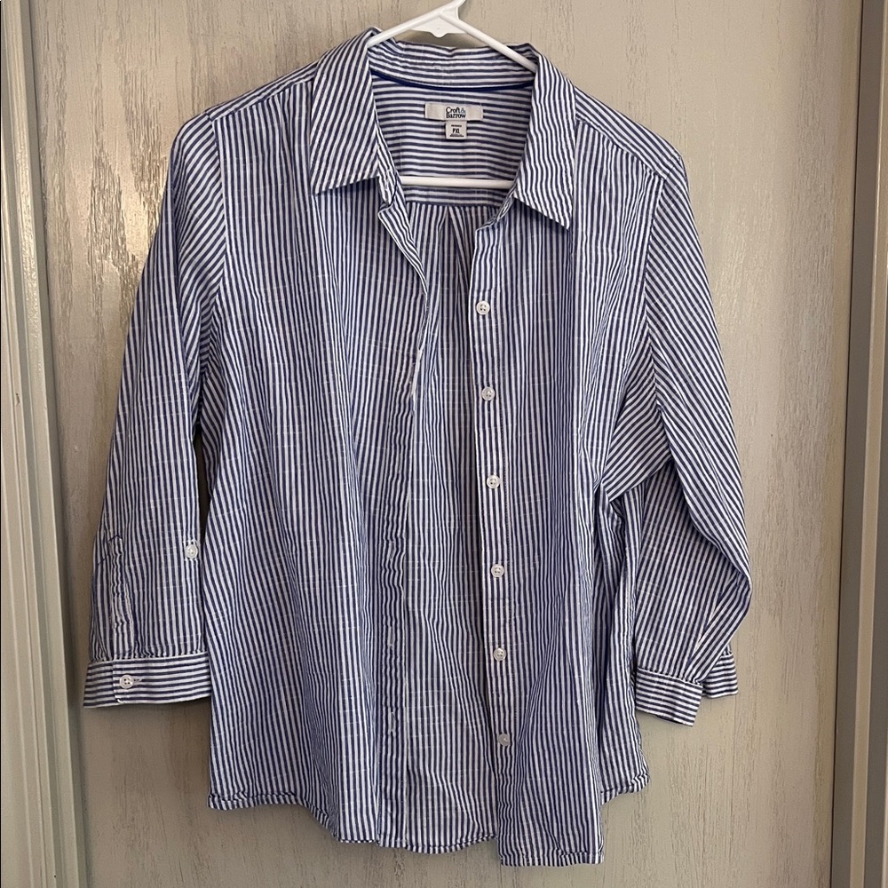 100% Cotton | Blue and White Striped Button-Up Shirt